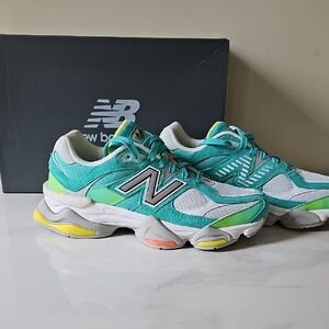 New Balance 9060 Turquoise and White Athletic Shoes